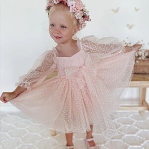 Arabella and Rose Swiss Dot Rosebud Dress Pink Rose size 2